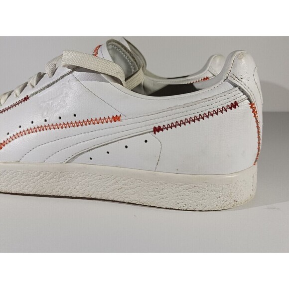 Puma Shoes Clyde Zigzag Men's Size 12 White Leather Lace Up Sneakers - Picture 5 of 11